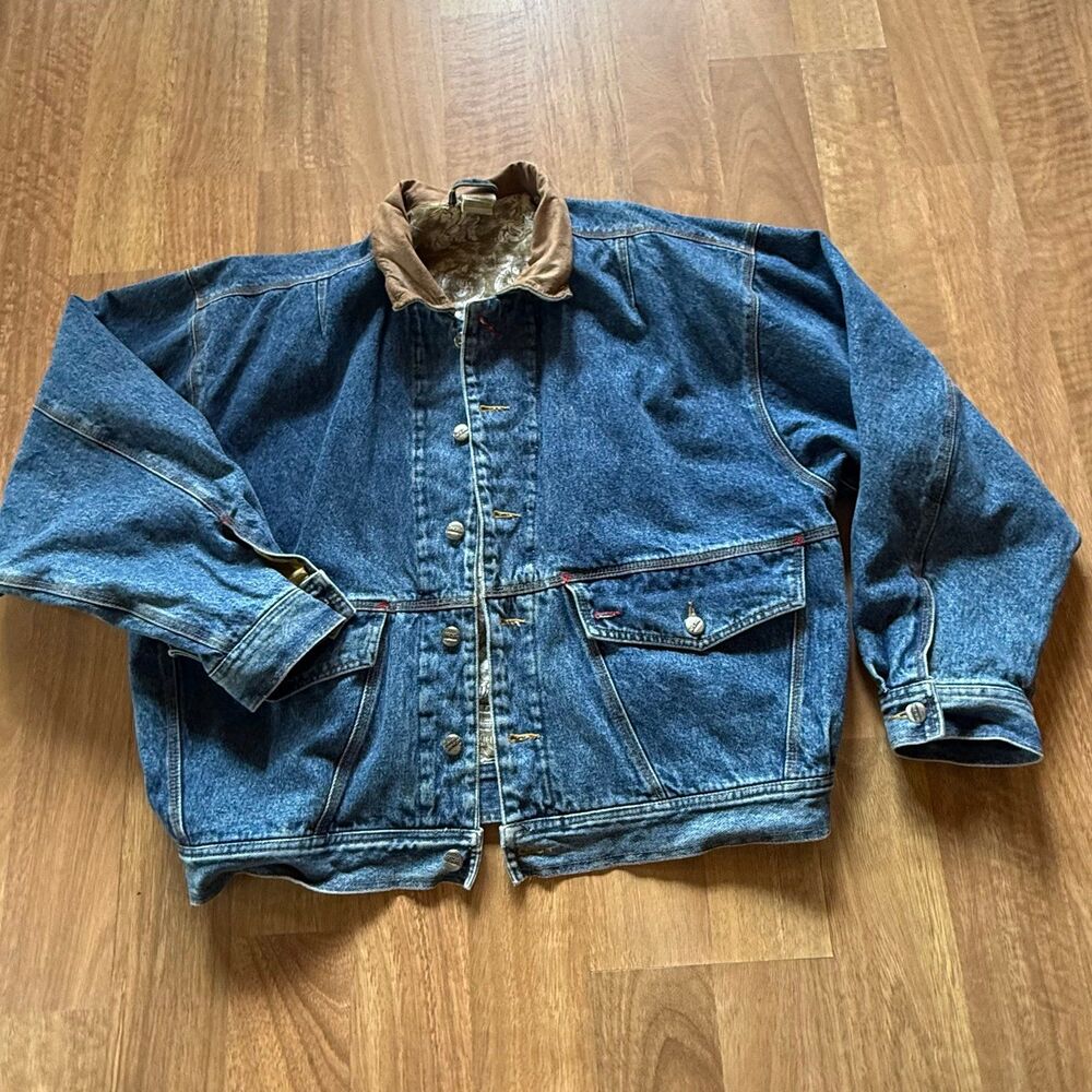 VINTAGE ACA men’s  mayan lined Jean denim jacket